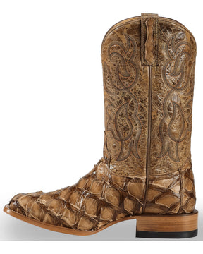 Botas Exóticas Pirarucu Masculinas Cody James - Bico Largo e Quadrado