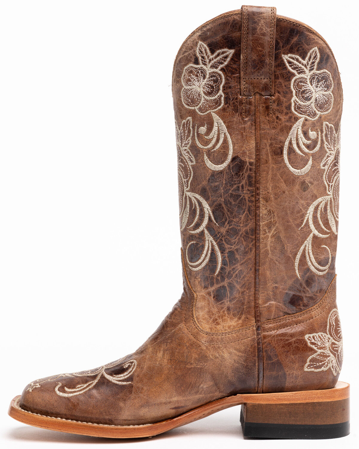 Botas Femininas Shyanne Lasy com bordado floral estilo western - bico quadrado largo