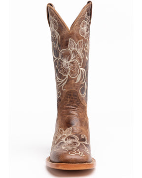 Botas Femininas Shyanne Lasy com bordado floral estilo western - bico quadrado largo