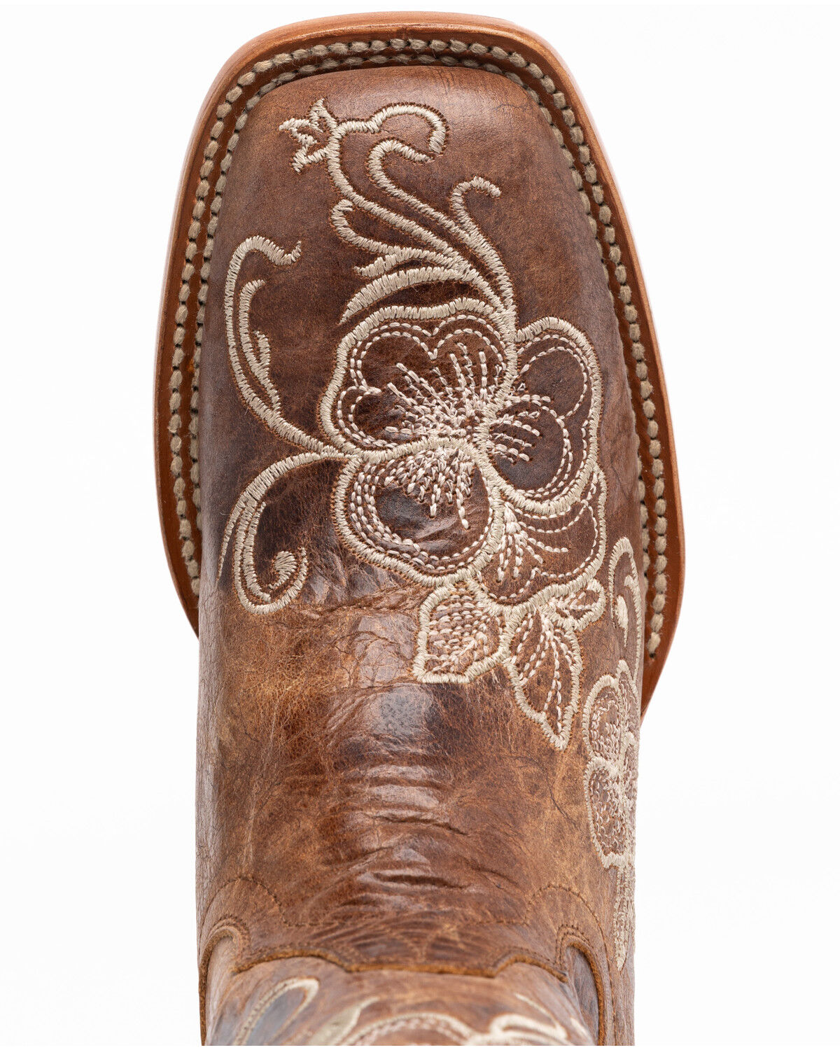 Botas Femininas Shyanne Lasy com bordado floral estilo western - bico quadrado largo