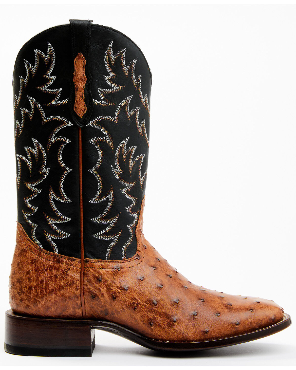 Botas Masculinas Cody James Full Quill Cognac Avestruz Exóticas Western - Bico largo e quadrado