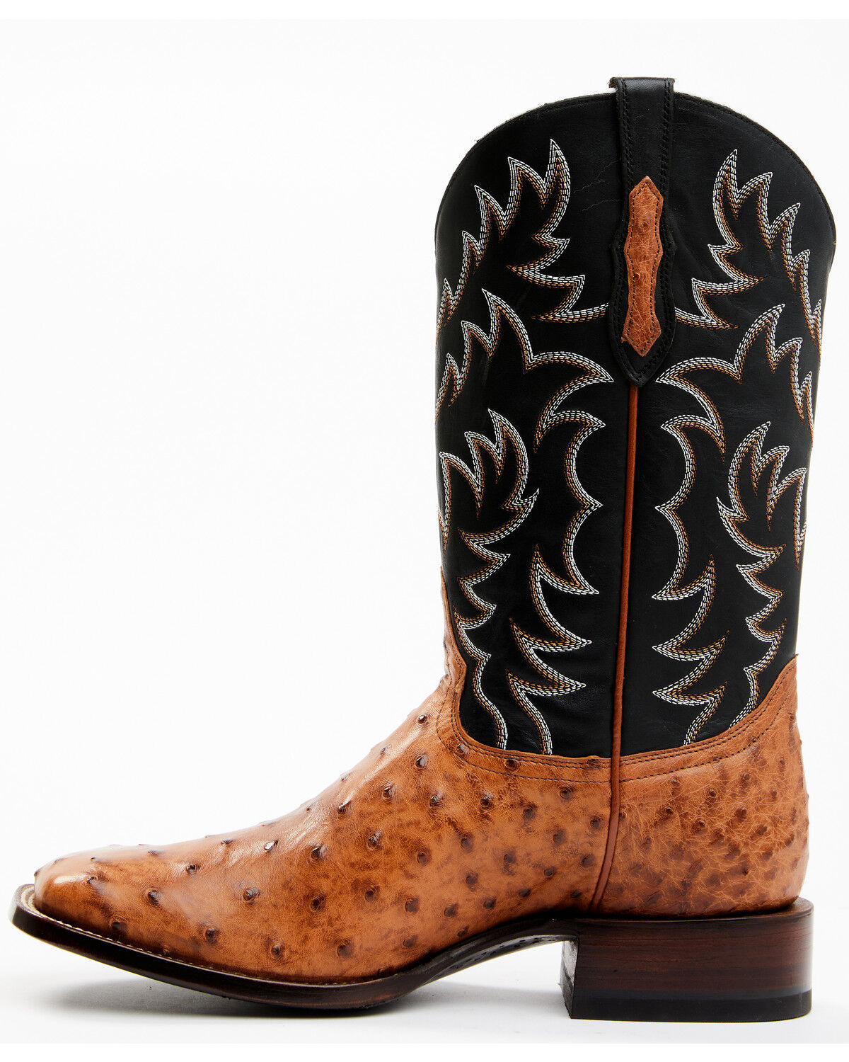 Botas Masculinas Cody James Full Quill Cognac Avestruz Exóticas Western - Bico largo e quadrado