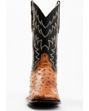 Botas Masculinas Cody James Full Quill Cognac Avestruz Exóticas Western - Bico largo e quadrado