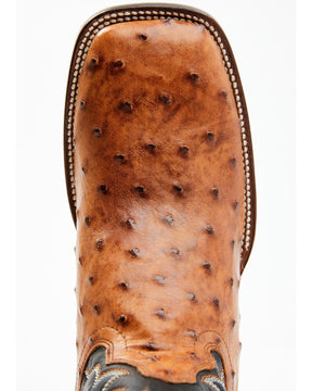 Botas Masculinas Cody James Full Quill Cognac Avestruz Exóticas Western - Bico largo e quadrado