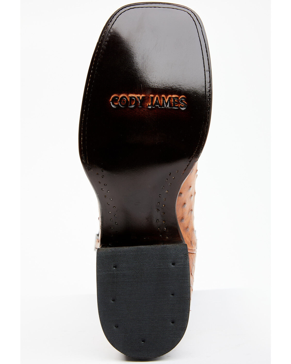 Botas Masculinas Cody James Full Quill Cognac Avestruz Exóticas Western - Bico largo e quadrado