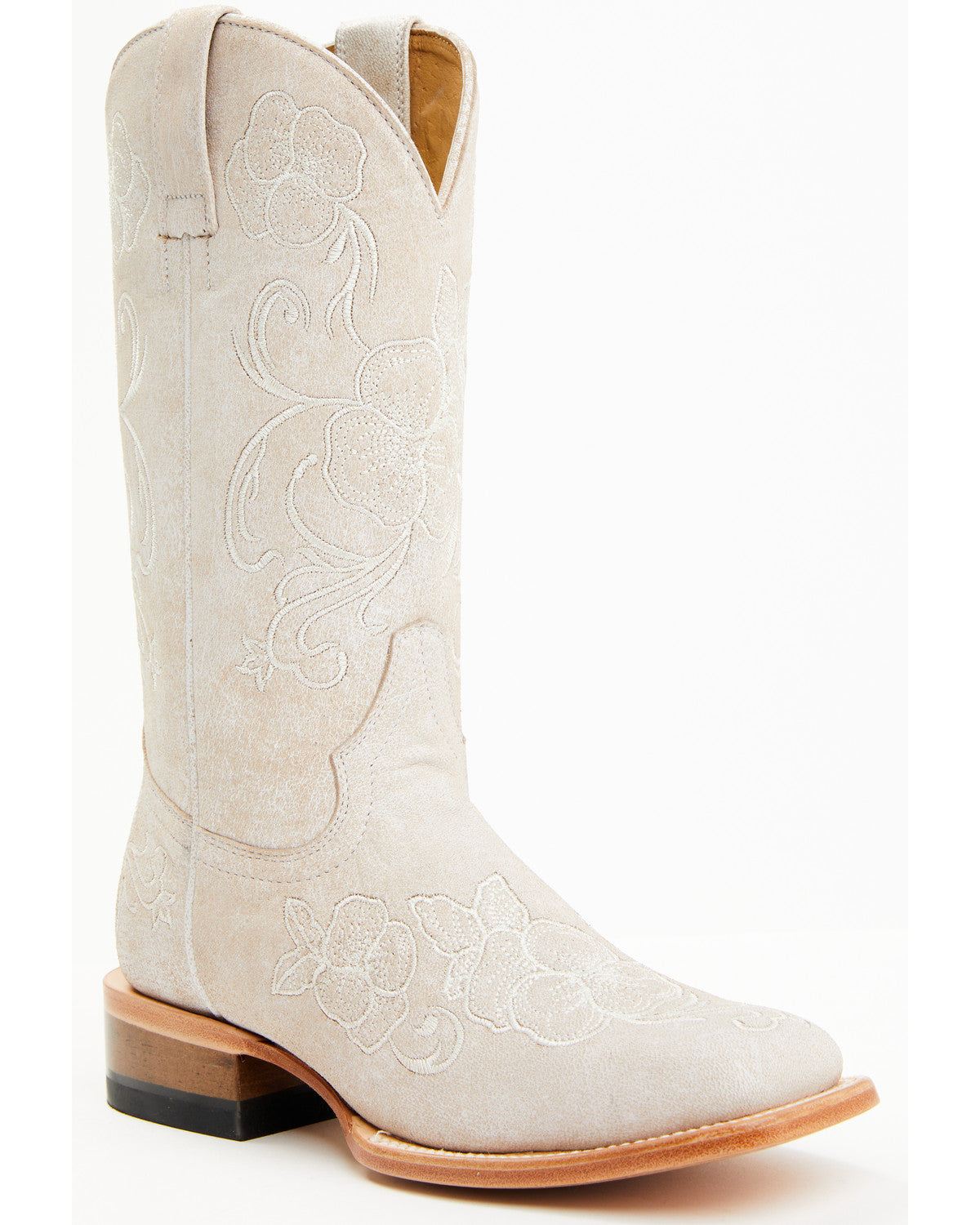 Botas Femininas Shyanne Lasy com bordado floral estilo western - bico quadrado largo