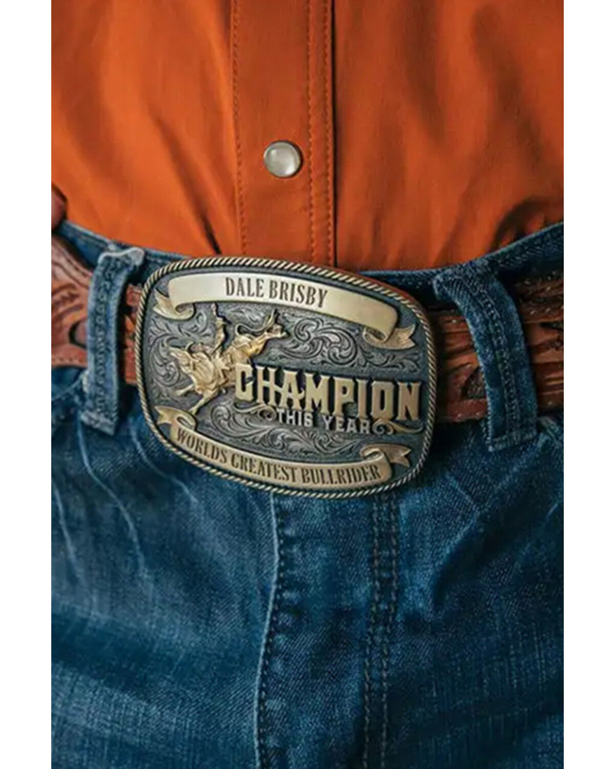 Fivela de cinto Montana Silversmiths Champion Dale Brisby Attitude para homens