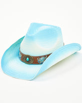 Chapéu Cowboy de palha azul Shyanne Feminino Better In Blue