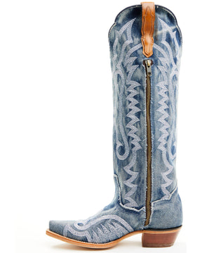 Botas Femininas Dan Post Denim Darlin' Tall Western - Biqueira cortada