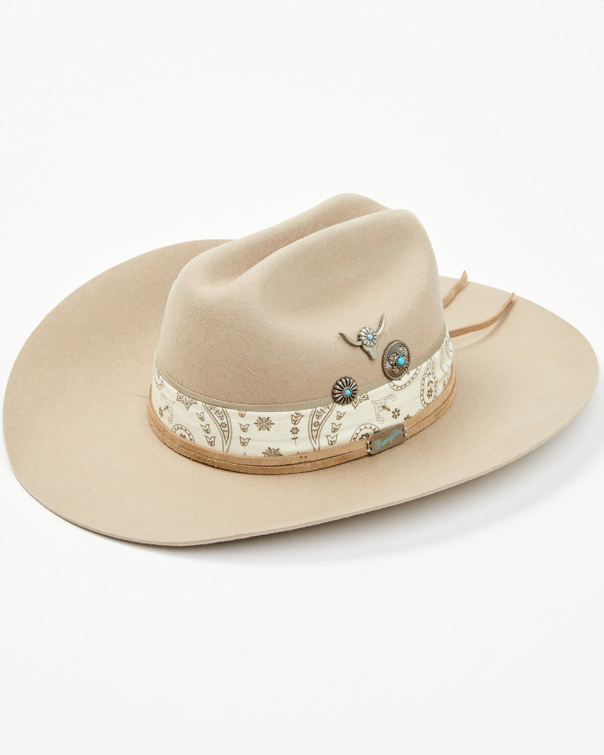 Chapéu Cowboy de feltro com faixa e concho em camadas para Mulheres Wrangler
