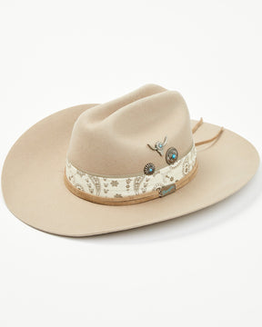 Chapéu Cowboy de feltro com faixa e concho em camadas para Mulheres Wrangler