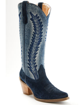 Botas Femininas Idyllwind Sawtelle Denim Western de cano alto - bico fino