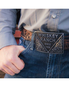 Fivela de cinto masculina Montana Silversmiths Cattleman Whiskey Ranch 1906