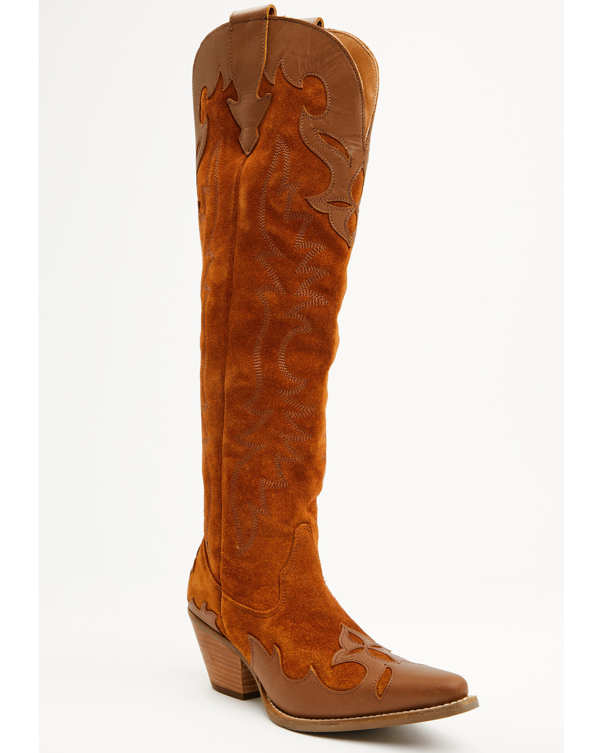 Botas Femininas Dingo Drama Queen Overlay Western de cano alto - bico redondo