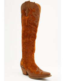 Botas Femininas Dingo Drama Queen Overlay Western de cano alto - bico redondo