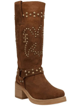 Botas Femininas Dingo Troubadour com tachas e bico redondo