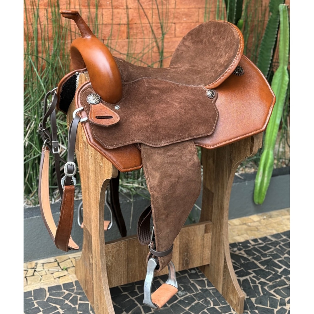 Sela Equitech 3 Tambores Quadrada Caramelo/Café STNV03-EQ